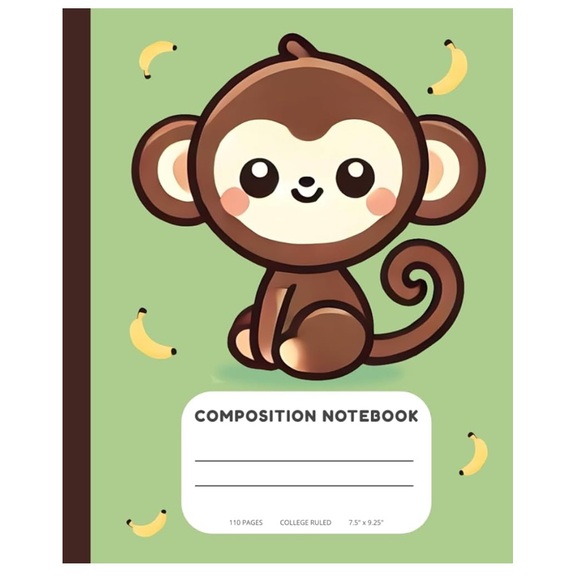 One NEW Monkey Wide Ruled Composition Notebook 5 Style. Your Pick ! - Picture 5 of 5